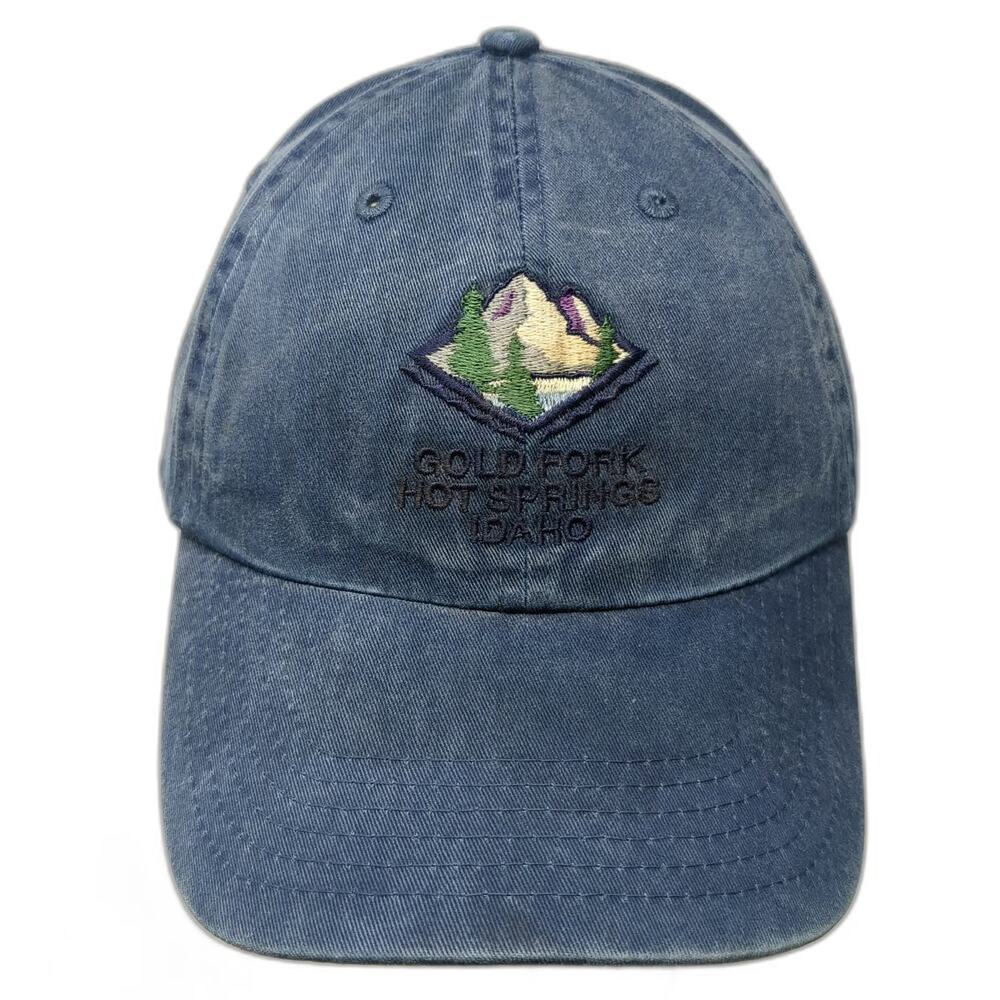 Fahrenheit Baseball Cap Blue One Size Gold Fork Hot Springs Idaho Mountain Hat